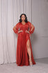 VESTIDO MANGA LONGA TRES LISTRAS PETRA FINA TERRACOTA P
